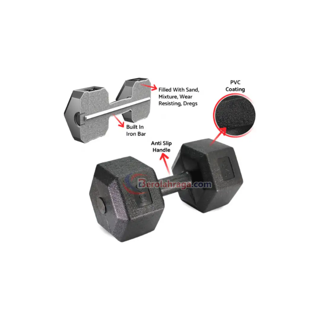 DUMBELL ROX HEXA RUBBER PHOENIX DRHX-10R BLK